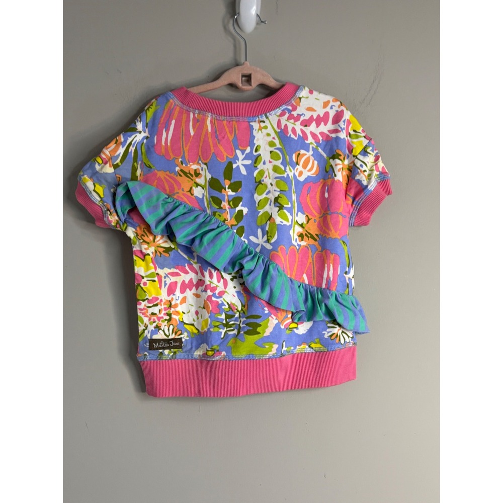 Matilda Jane Floral Pumpkin Ruffle Top Kids Size 4 Multicolor Short Sleeve Shirt - Picture 4 of 4